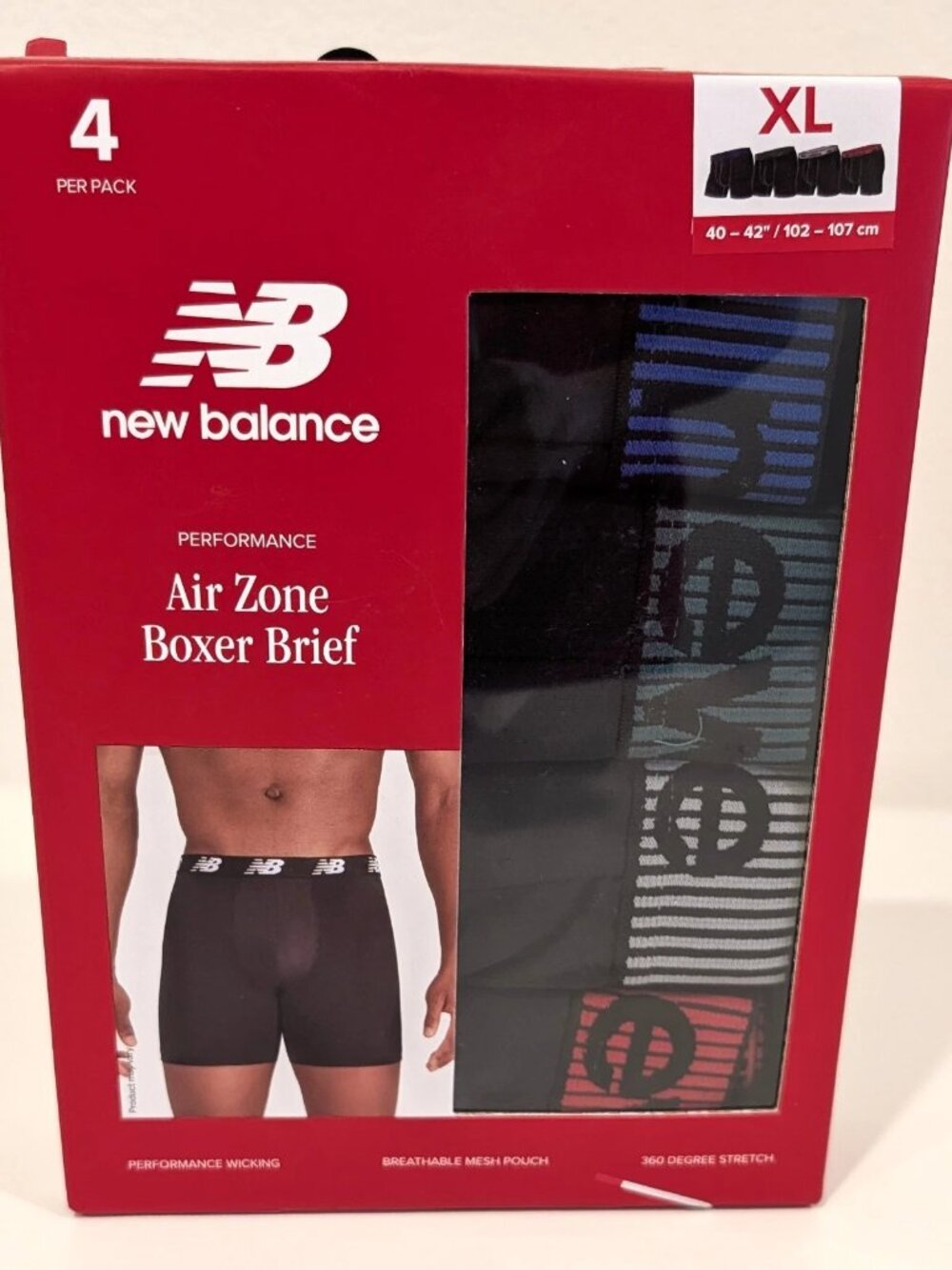 New Balance Air Zone Boxer Briefs 4 Pack Mens XL Performance Mesh Black NIB
